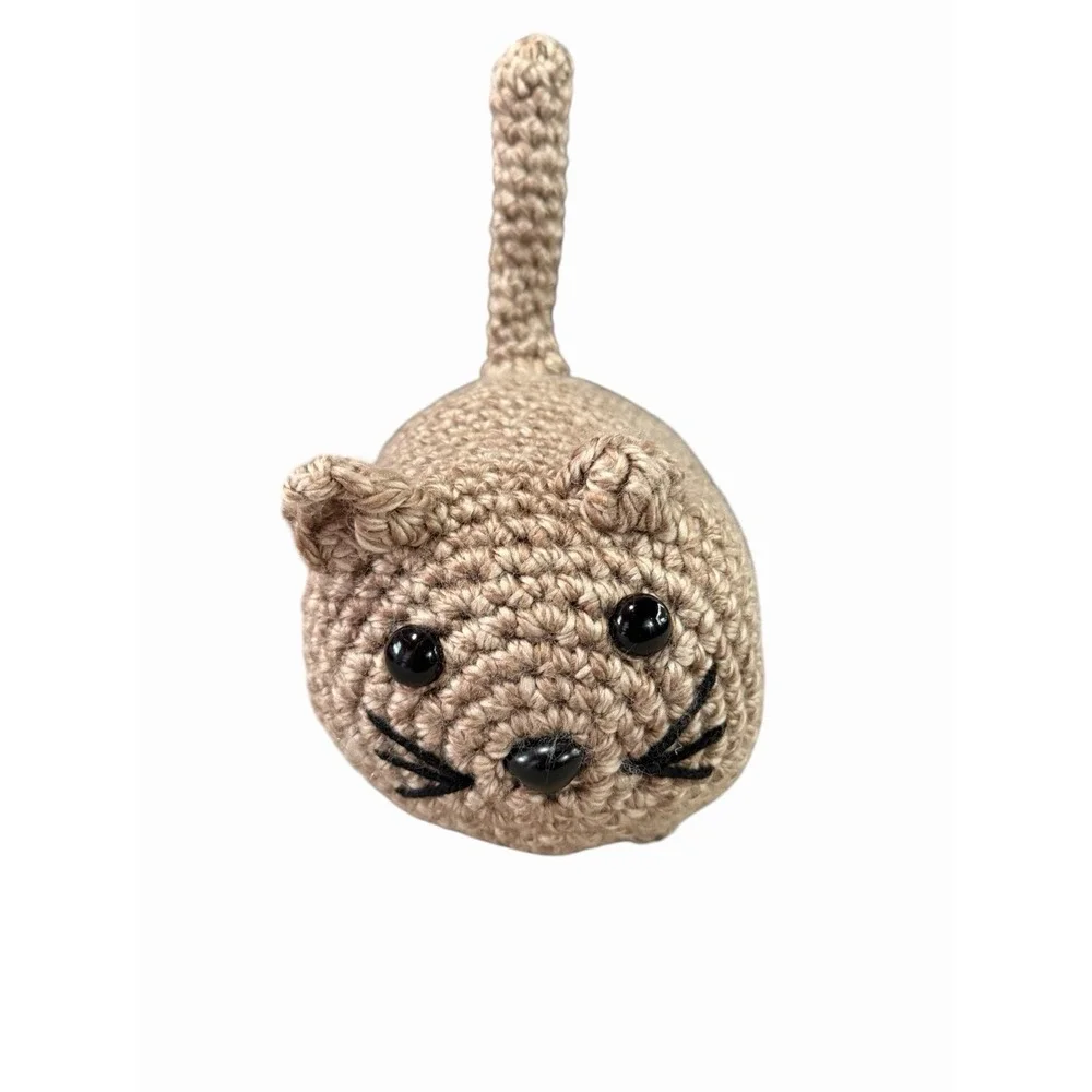 New Handmade Crochet Plushie Cat Kitten tan brown